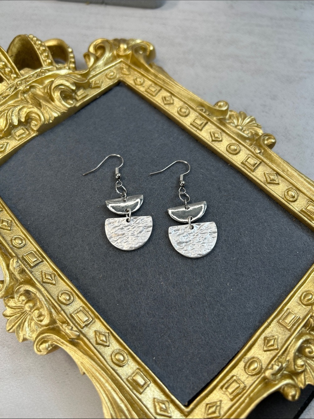 Silver-Tone Textured Drop Earrings - Women Jewelry